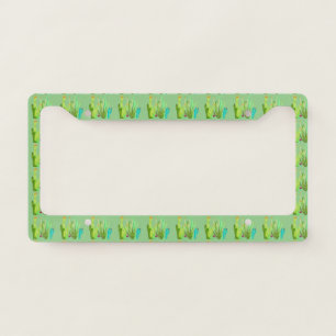 Green cactus Arizona desert watercolor Boho License Plate Frame