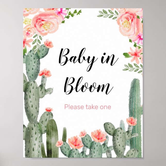 Green Cactus Baby In Bloom sign (Front)
