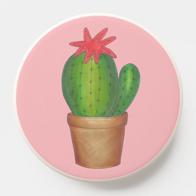Green Cactus Flower Potted Plant Cacti Succulent PopSocket (Popsocket)