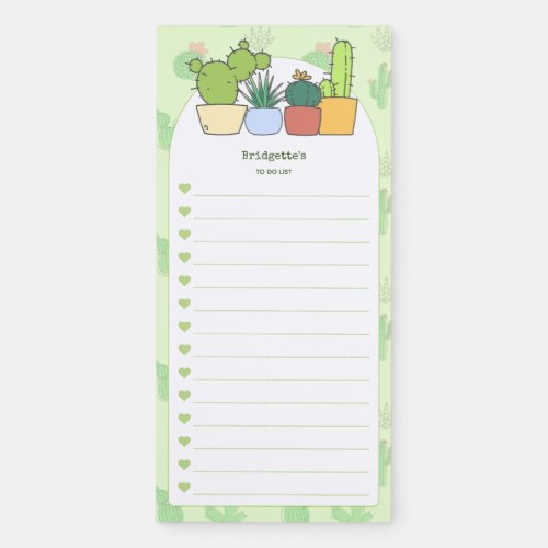 Green Cactus in Pots Magnetic Notepad NP_004