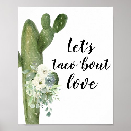 Green Cactus Lets taco bout love Bridal Shower Poster