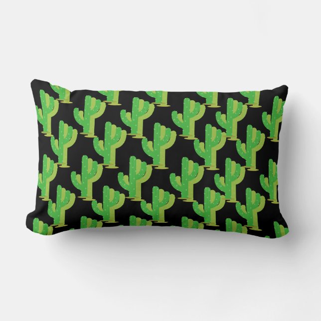 Green cactus lumbar pillow (Front)