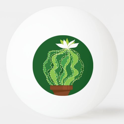 Green cactus natural abstract motif ping pong ball