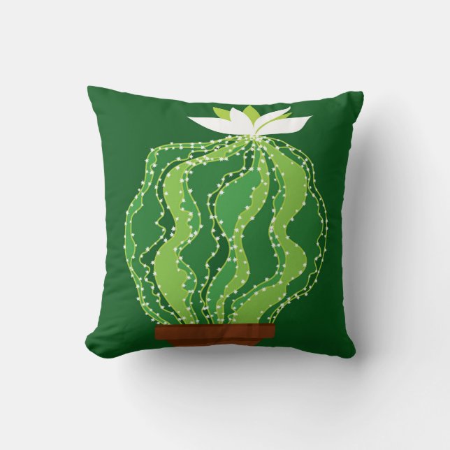 Green cactus: natural abstract motif. throw pillow (Front)