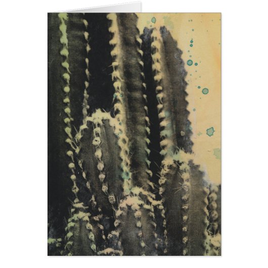 Green Cactus on Yellow Background Cards (Front)