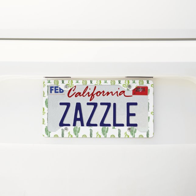 Green cactus pattern license plate frame (On Car)