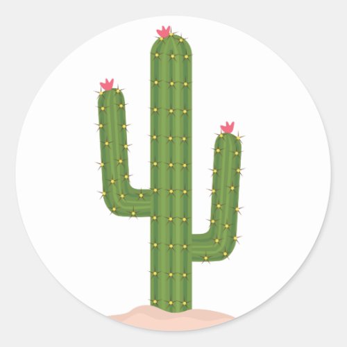 Green Cactus Pink Flower Stickers