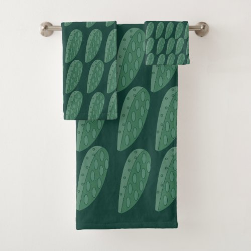 Green Cactus Plant Bath Towel Set