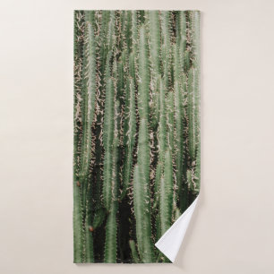 Green cactus plant close-up photo bath towel