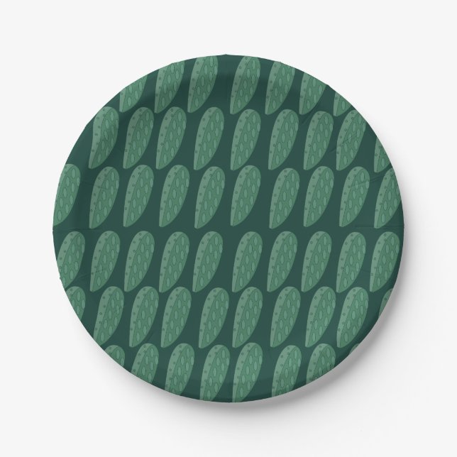 Green Cactus Plant  Paper Plates (Front)