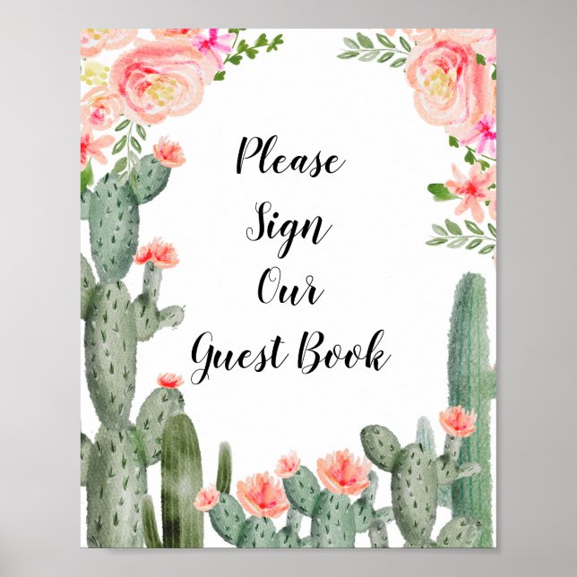 Green Cactus Please Sign our Guest Book. (Front)