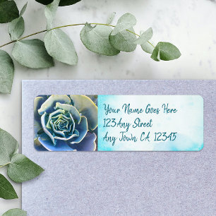 Green cactus succulent photo address stylish chic label