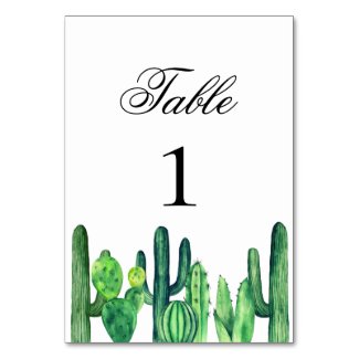 Green cactus table number. Cacti summer wedding Table Number