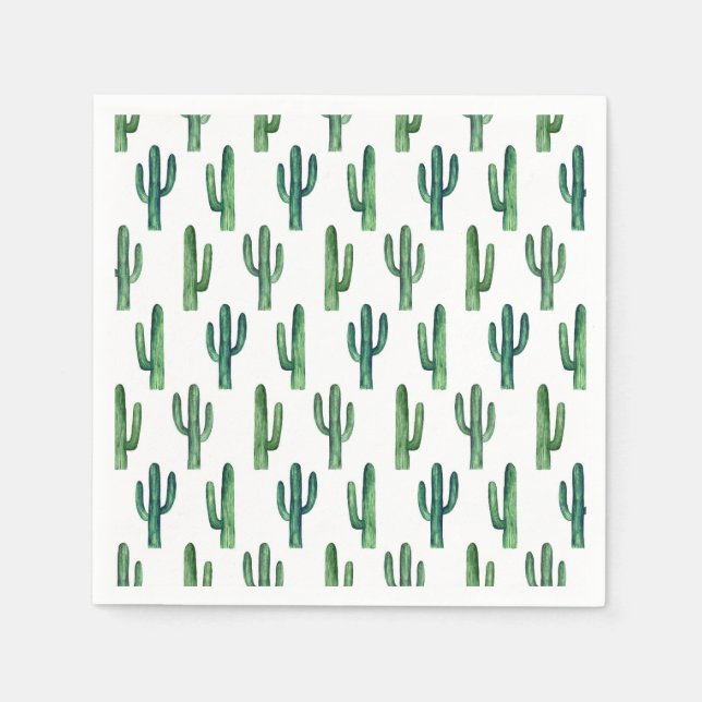 Green cactus. Watercolor cacti. Botanical modern Napkins (Front)