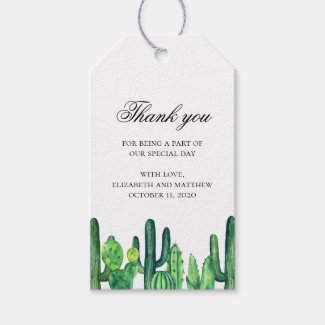 Green cactus wedding thank you. Cacti gift tag