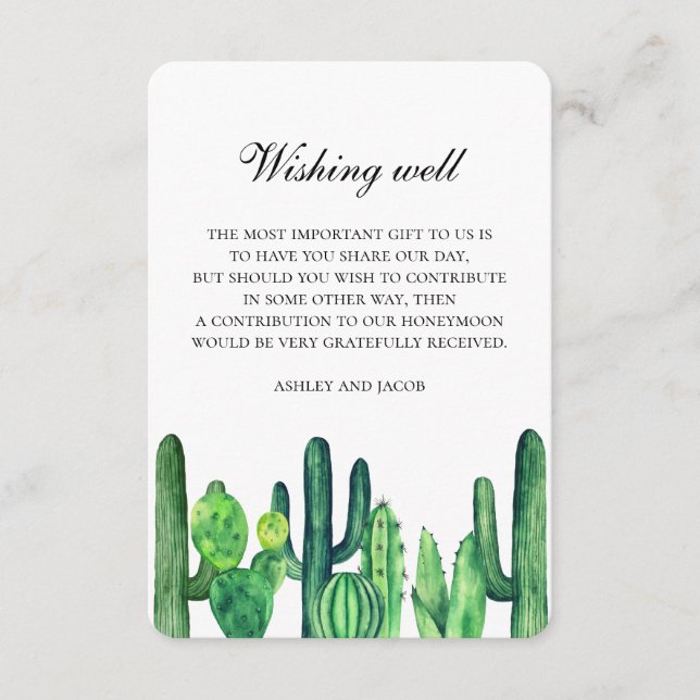 Green cactus wedding wishing well. Cacti insert (Front)