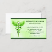 Green Caduceus Alternative Medicine Light Standard Business Card (Front/Back)
