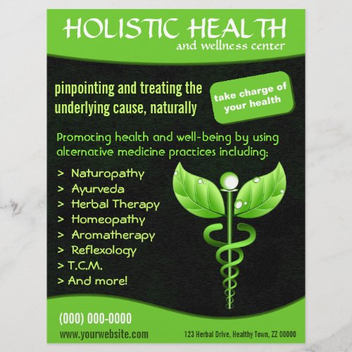 Green Caduceus Alternative Medicine Medical Flyer