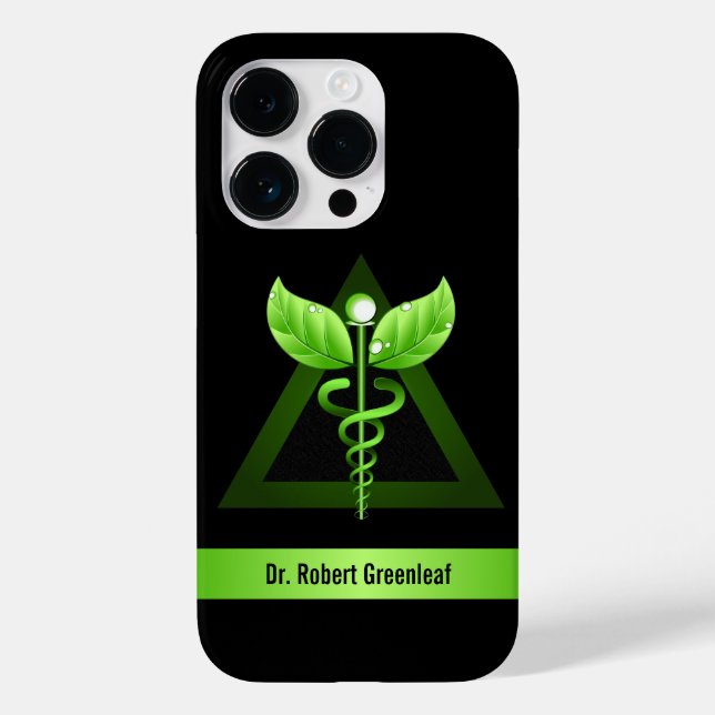 Green Caduceus Alternative Medicine Medical Icon Case-Mate iPhone Case (Back)