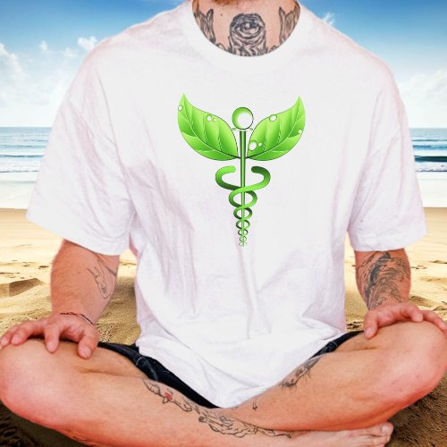 Green Caduceus Alternative Medicine Medical Icon T_Shirt
