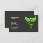 Green Caduceus Alternative Medicine Medical Symbol Business Card (Front/Back)