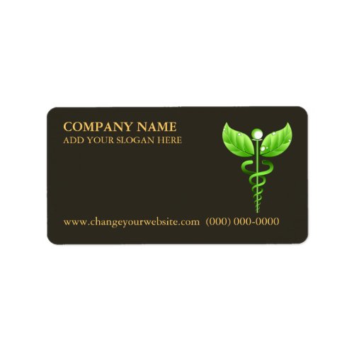 Green Caduceus Alternative Medicine Symbol Brown Label