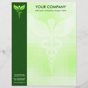 Green Caduceus Alternative Medicine Symbol Formal Letterhead