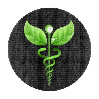 Green Caduceus Holistic Prep Serving Or Chopping Cutting Board by sunnymars at Zazzle
