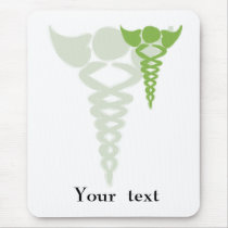 green caduceus medical gifts mouse pad
