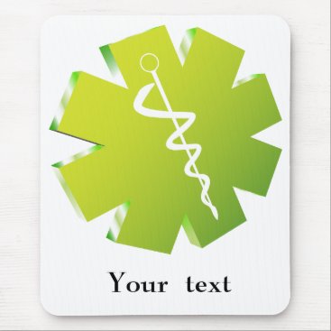 green caduceus medical gifts mouse pad