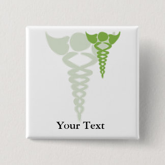 green caduceus medical gifts pinback button