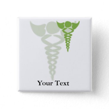 green caduceus medical gifts pinback button