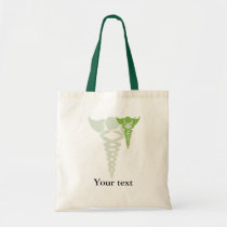 green caduceus medical gifts tote bag