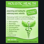 Green Caduceus Symbol Holistic Health Vertical Flyer<br><div class="desc">© Sunny Mars Designs - Green Caduceus Alternative Medicine Symbol Light Background Vertical Leaflets – Holistic health or medical promotional marketing flyers with modified Caduceus symbol with leaves and vines instead of wings and serpents, against light green background. Personalize it by adding your own business name or other text. Concept...</div>