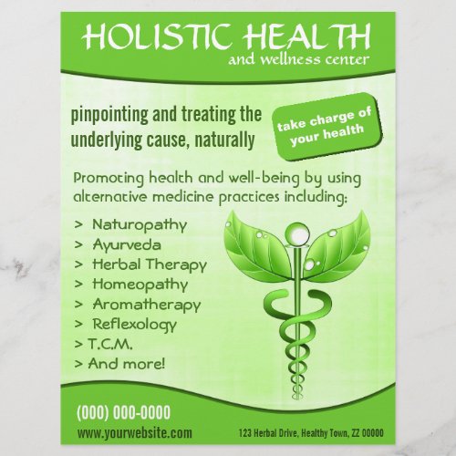 Green Caduceus Symbol Holistic Health Vertical Flyer