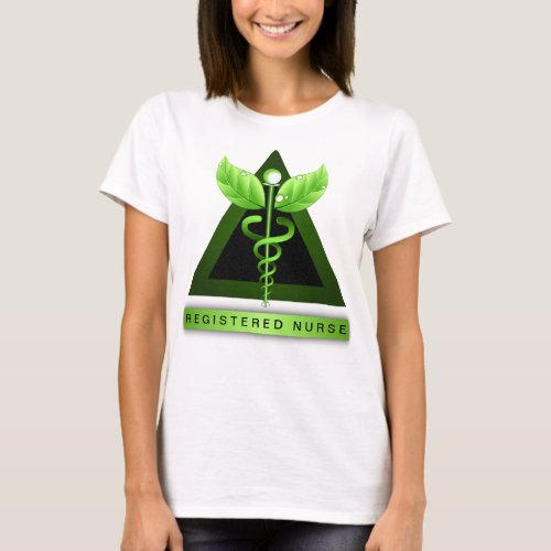 Green Caduceus Symbol RN Registered Nurse Icon T_Shirt