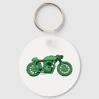 Green Cafe Racer Vintage Motorcycle Keychain