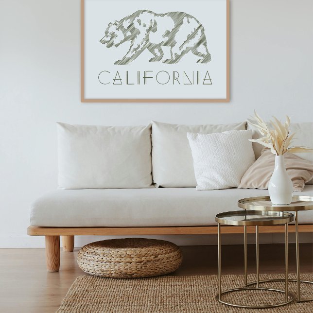 Green California Grizzly Bear Typography Art Print (Creator Uploaded)