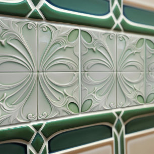 Green Calla Lily Backsplash Repro Art Nouveau Ceramic Tile
