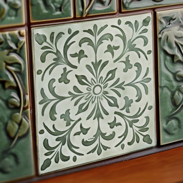 Green Calla Lily Backsplash Repro Art Nouveau Ceramic Tile (Creator Uploaded)