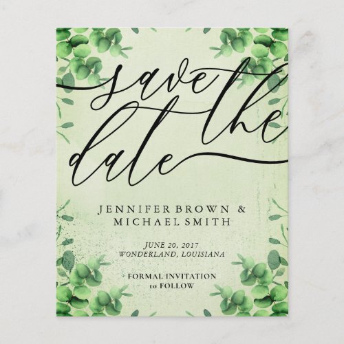 Green Calligraphy Eucalyptus budget special day Flyer
