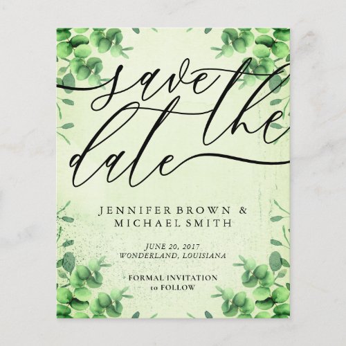 Green Calligraphy Eucalyptus budget special day Flyer