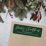 Green Calligraphy Merry Christmas Return Address Label<br><div class="desc">Green Calligraphy Merry Christmas Return Address label features a modern calligraphy.</div>