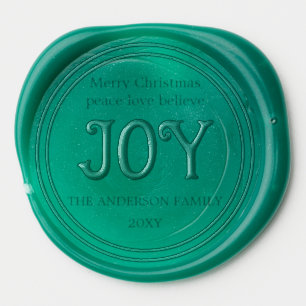 Green Calligraphy Script Elegant Modern Christmas Wax Seal Sticker