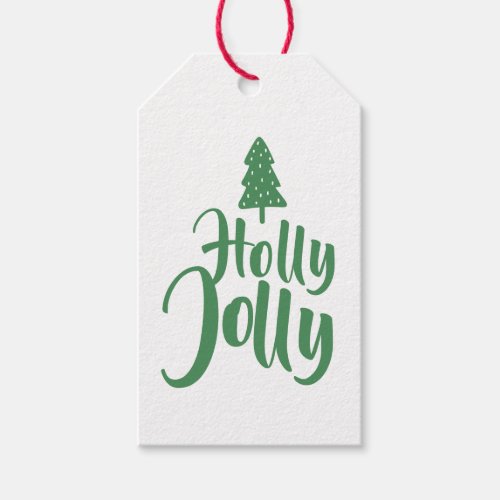 Green Calligraphy Script Holly Jolly To From Gift Tags