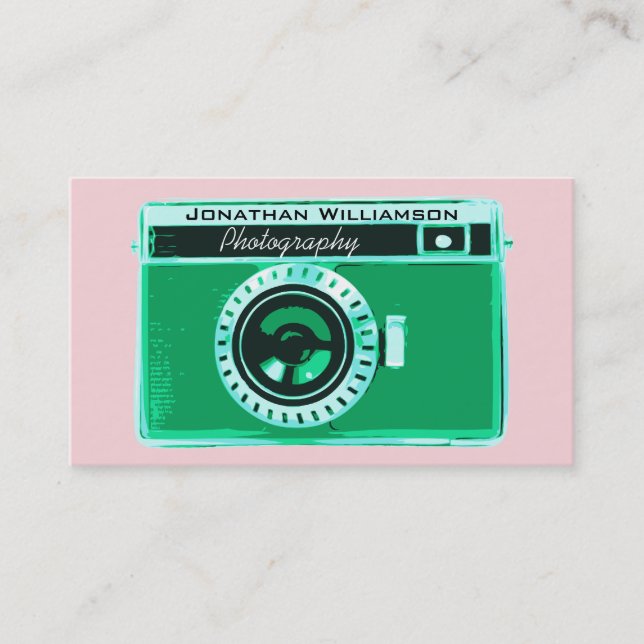 Green Camera Photography Business Cards (Front)