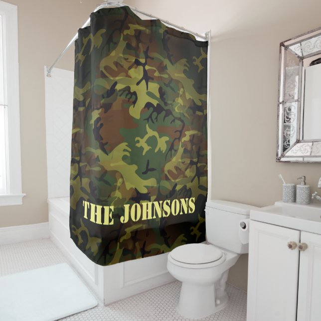 Green Cammo Shower Curtain (In Situ)