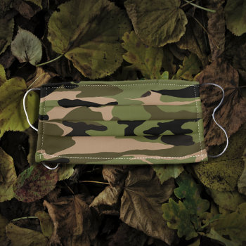Green Camo Adult Cloth Face Mask by JerryLambert at Zazzle