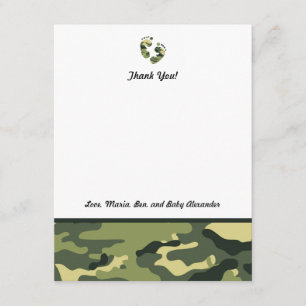 Green Camo Baby Shower Thank you notes feet