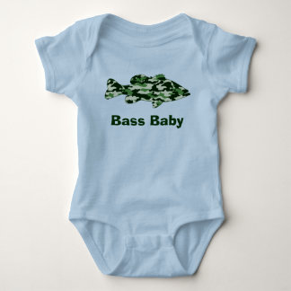 Green Camo Bass Fishing Baby Bodysuit